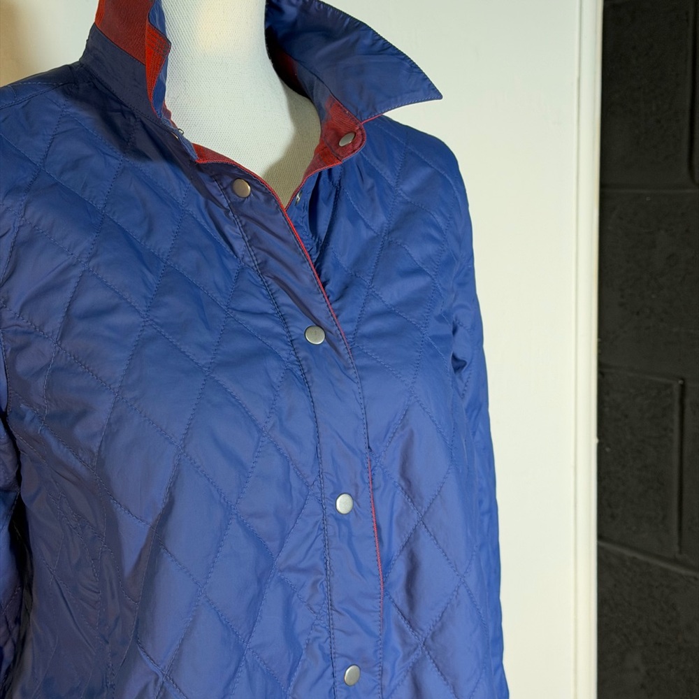Red and Blue Plaid Reversible Quilted Shacket Snap Button-Up - Picture 12 of 16